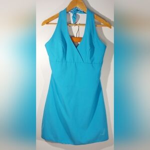 POWDER ROOM Reversible Paisley Blue  Halter Dress Size M